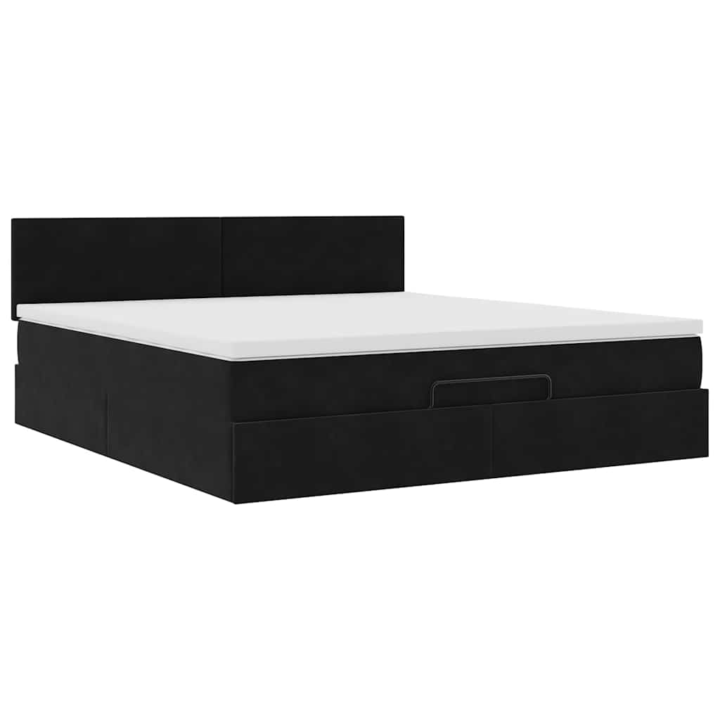 Ottoman bed met matras 180x200cm fluweel zwart – afbeelding 6