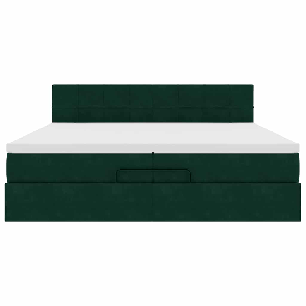 Ottoman bed met matras 200x200 cm fluweel donkergroen – afbeelding 5