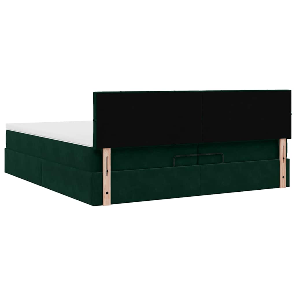 Ottoman bed met matras 200x200 cm fluweel donkergroen – afbeelding 9