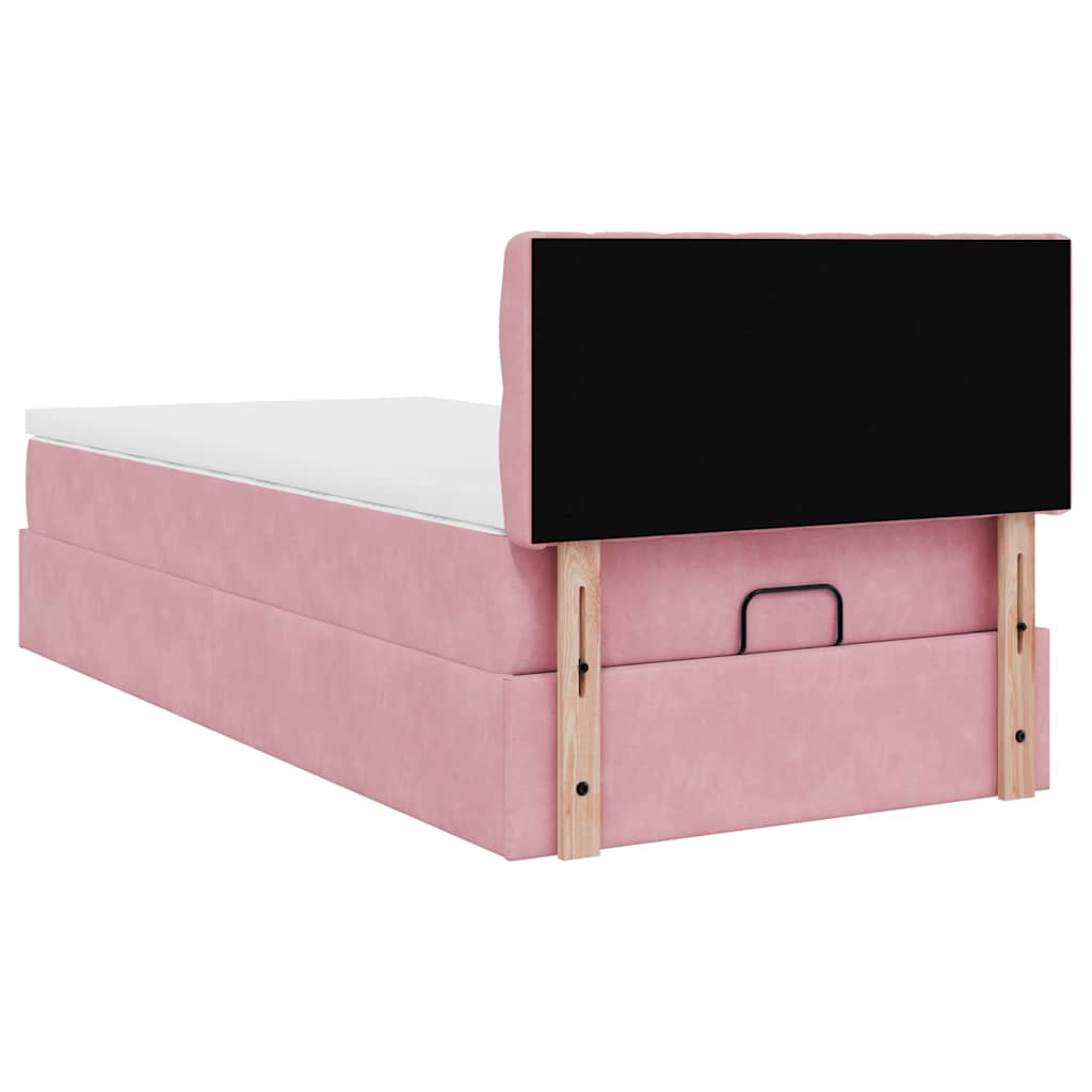 Ottoman bed met matras 100x200 cm fluweel roze – afbeelding 11