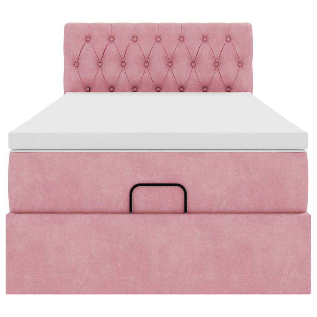 Ottoman bed met matras 100x200 cm fluweel roze – afbeelding 7