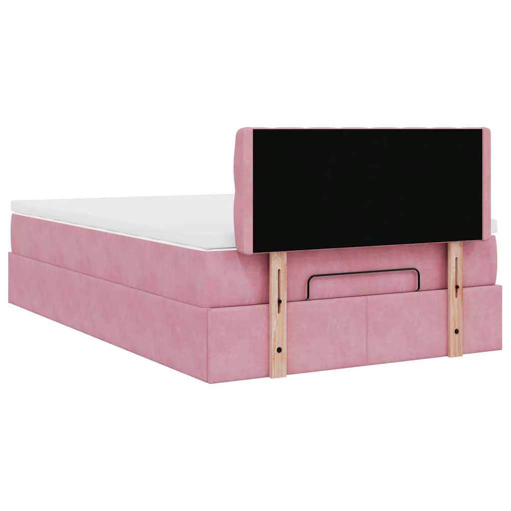 Ottoman bed met matras 120x200cm fluweel roze – afbeelding 11