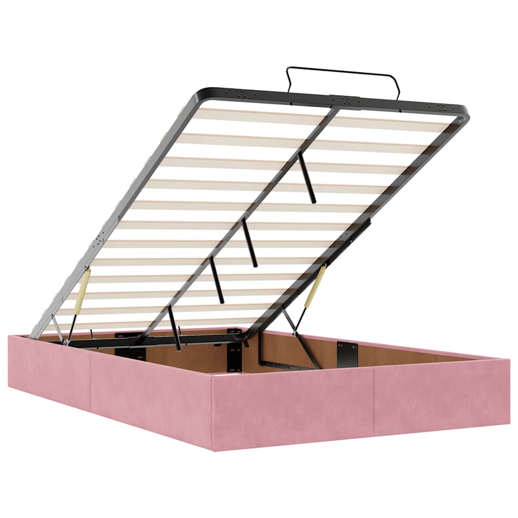 Ottoman bed met matras 120x200cm fluweel roze – afbeelding 12