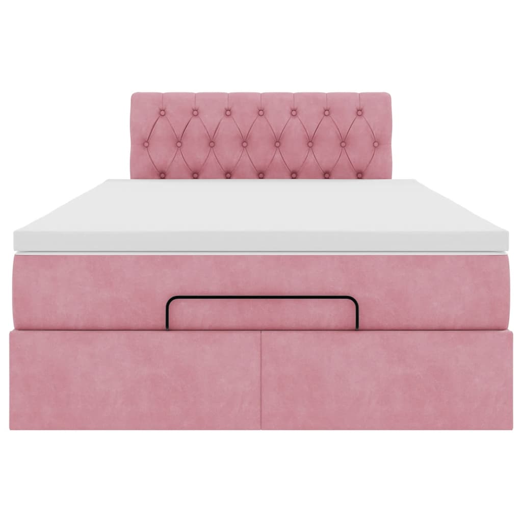 Ottoman bed met matras 120x200cm fluweel roze – afbeelding 7