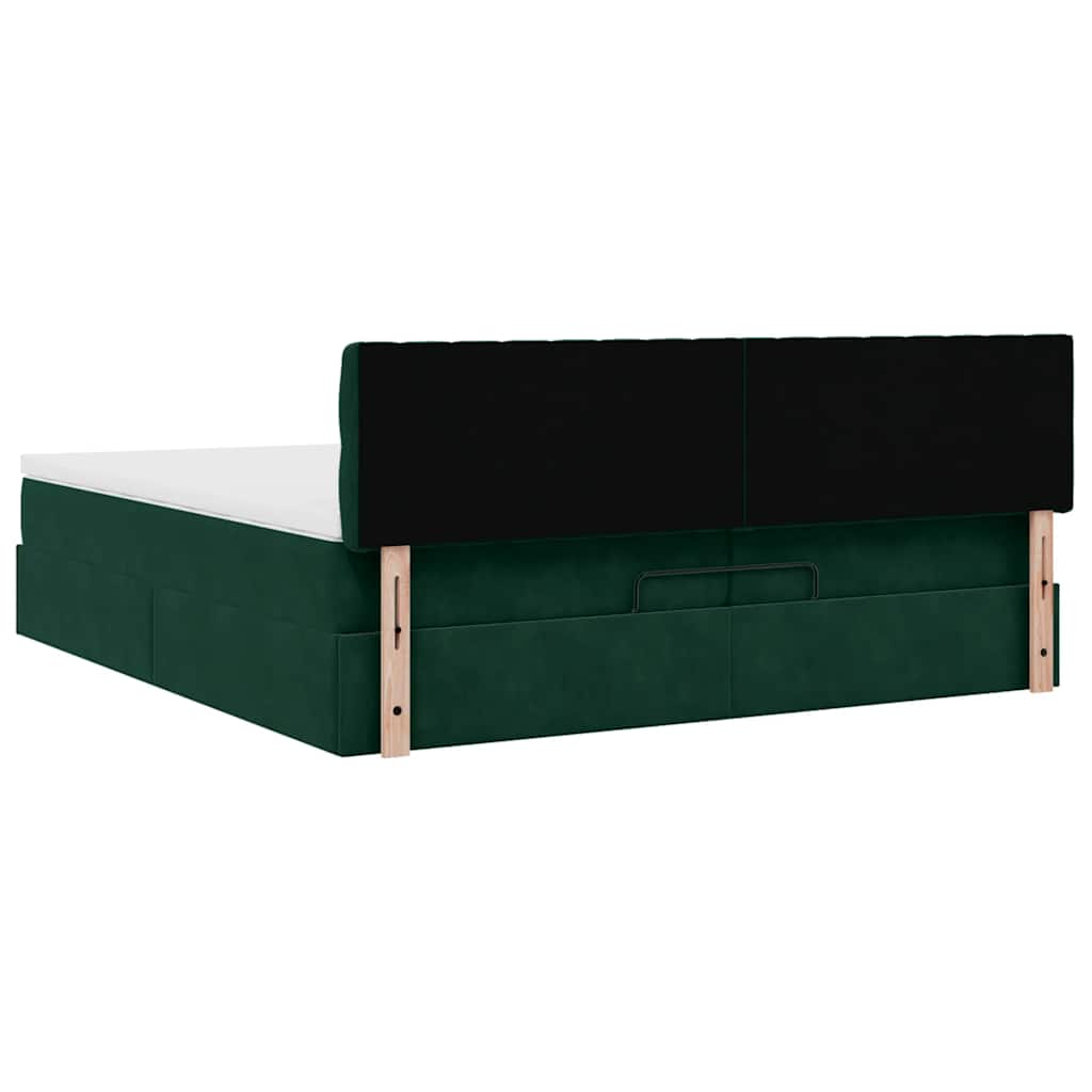 Ottoman bed met matras 200x200 cm fluweel donkergroen – afbeelding 11
