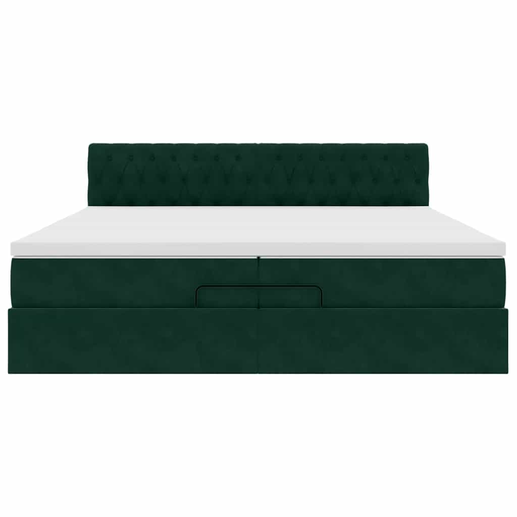 Ottoman bed met matras 200x200 cm fluweel donkergroen – afbeelding 7