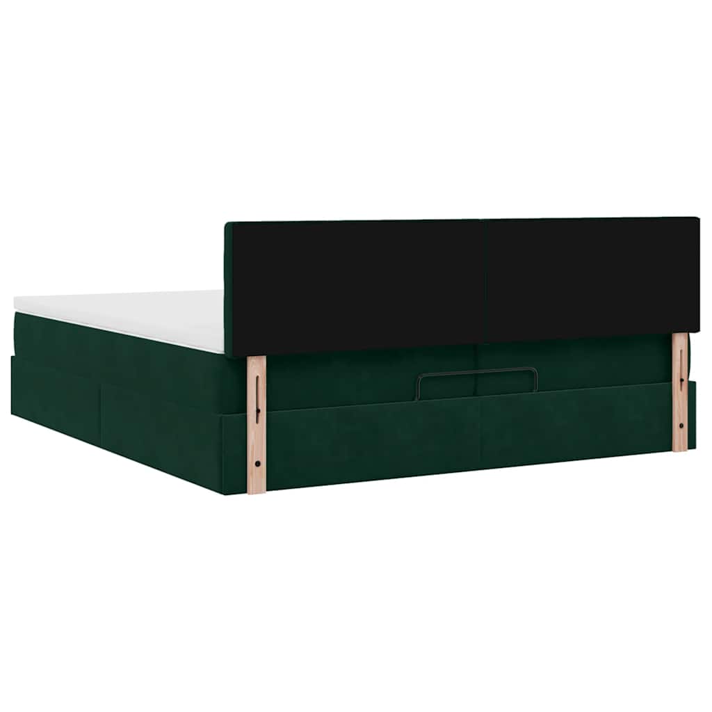 Ottoman bed met matras 200x200 cm fluweel donkergroen – afbeelding 10