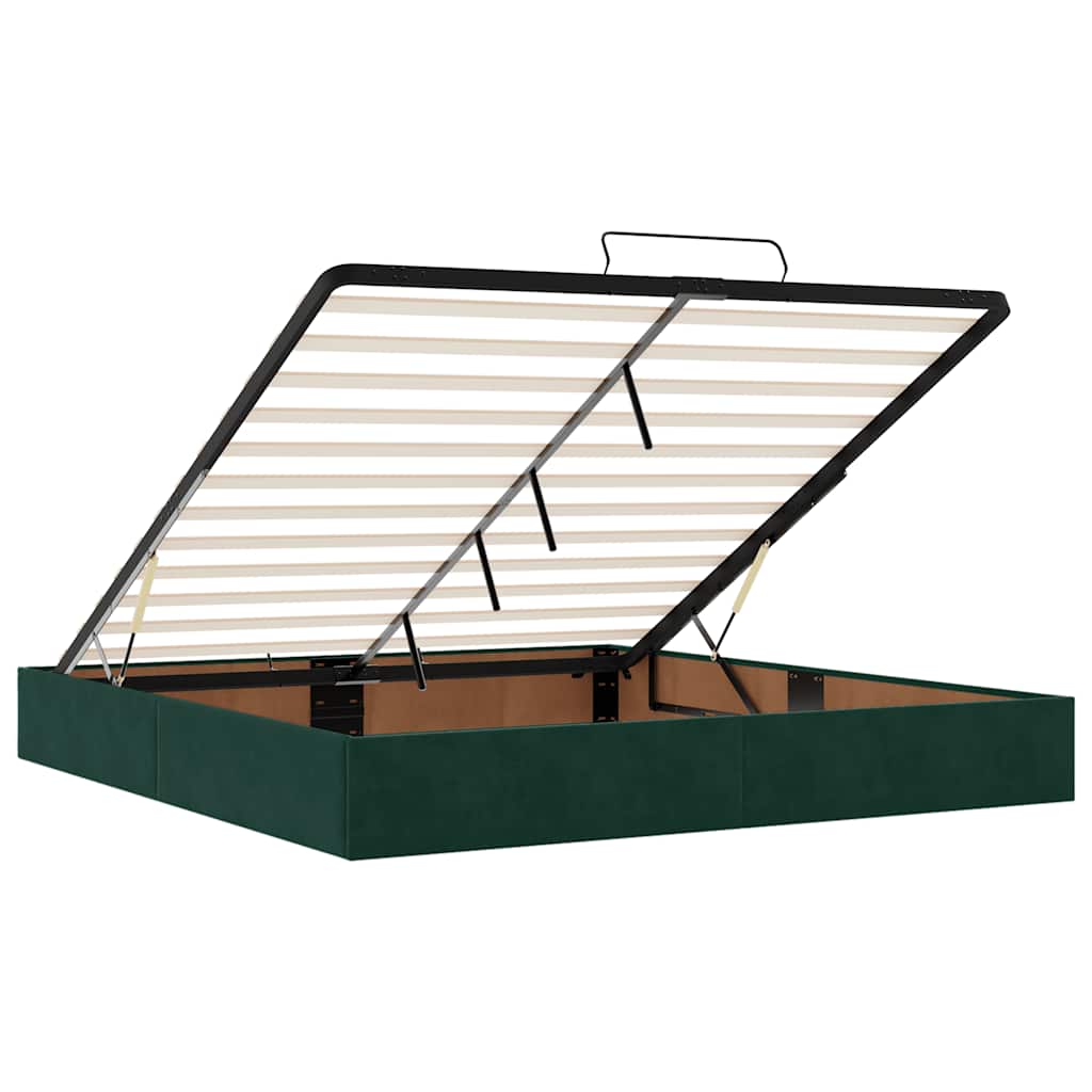 Ottoman bed met matras 200x200 cm fluweel donkergroen – afbeelding 11