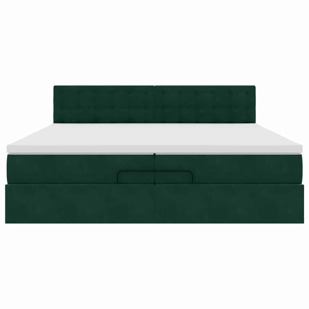 Ottoman bed met matras 200x200 cm fluweel donkergroen – afbeelding 6