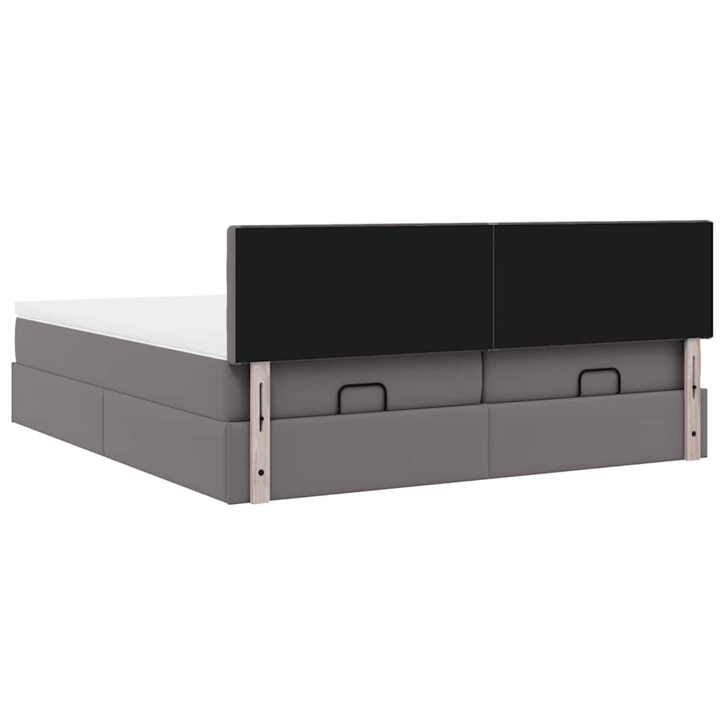 Ottoman bed met matrassen 200x200cm kunstleer grijs – afbeelding 10