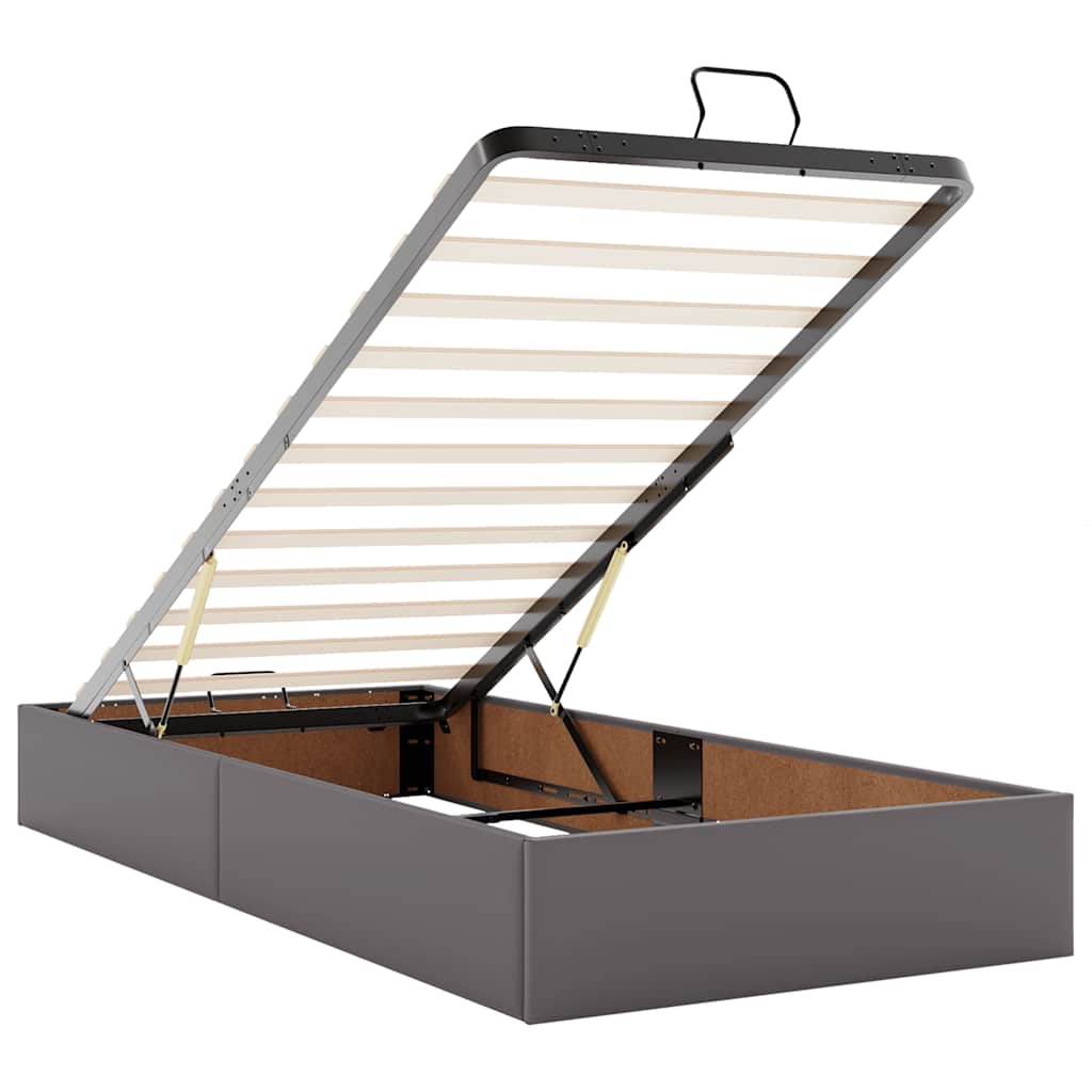 Ottoman bed met matrassen 200x200cm kunstleer grijs – afbeelding 11