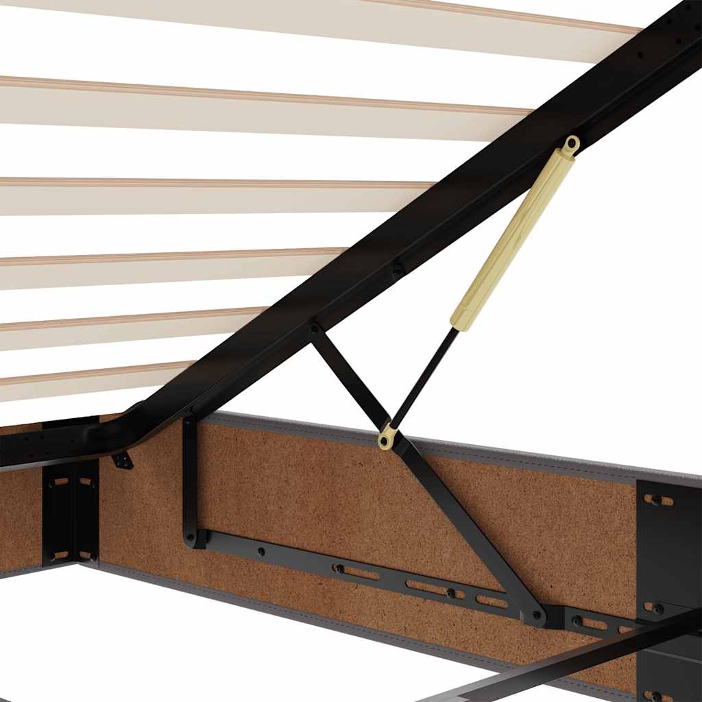Ottoman bed met matrassen 200x200cm kunstleer grijs – afbeelding 12