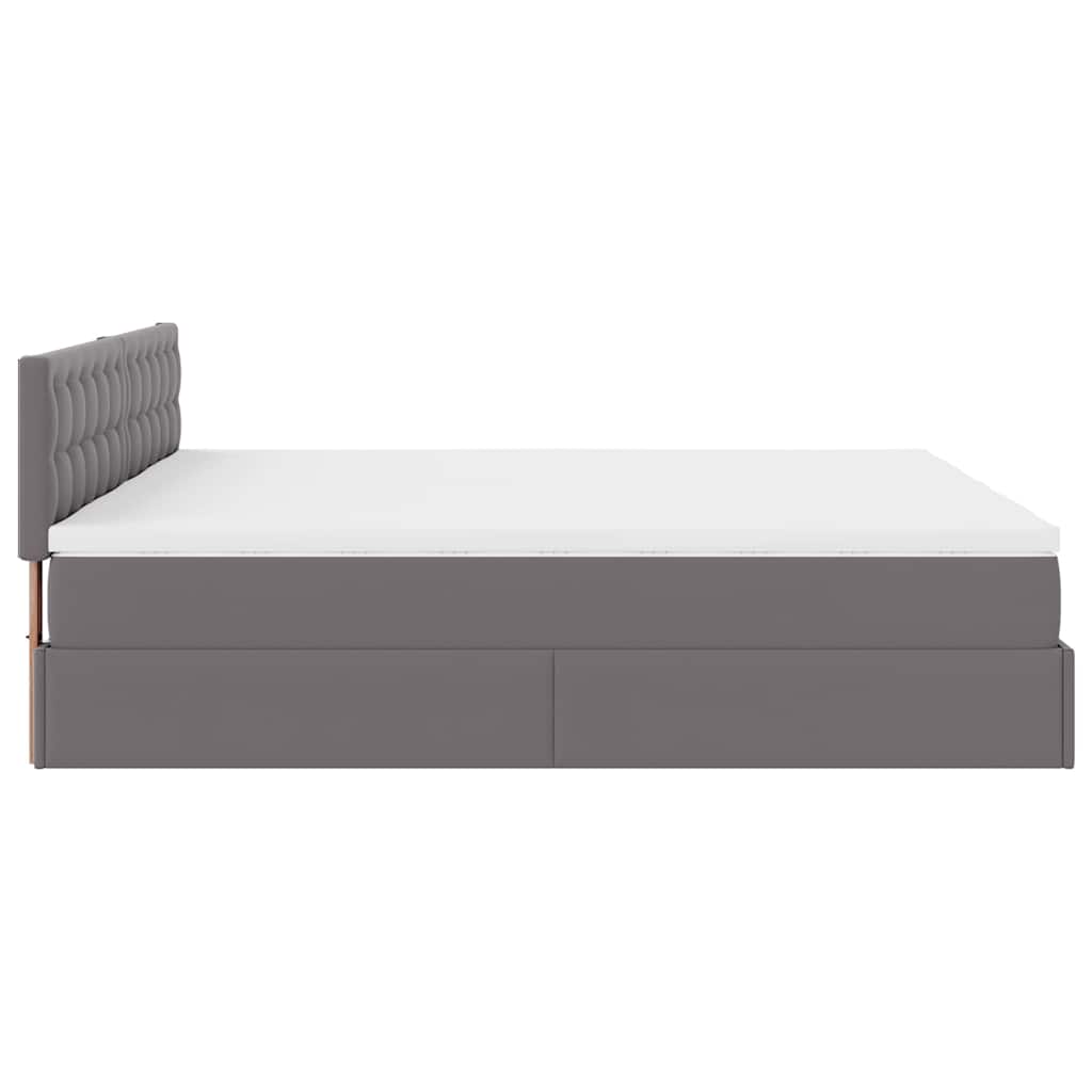 Ottoman bed met matrassen 200x200cm kunstleer grijs – afbeelding 9