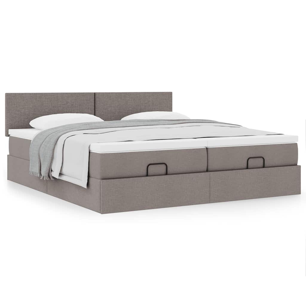 Ottoman bed met matrassen 160x200cm stof taupe – afbeelding 4