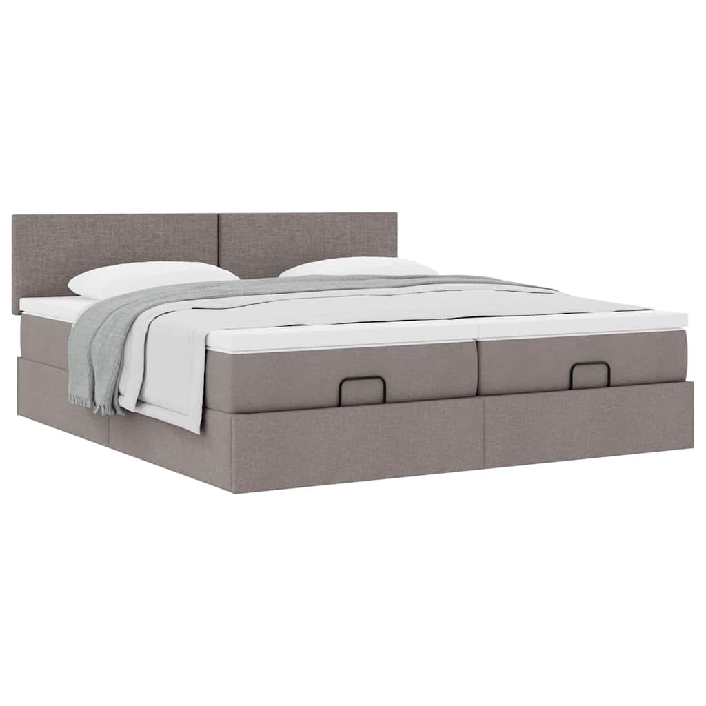 Ottoman bed met matrassen 160x200cm stof taupe – afbeelding 5