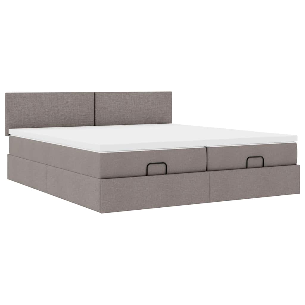 Ottoman bed met matrassen 160x200cm stof taupe – afbeelding 6