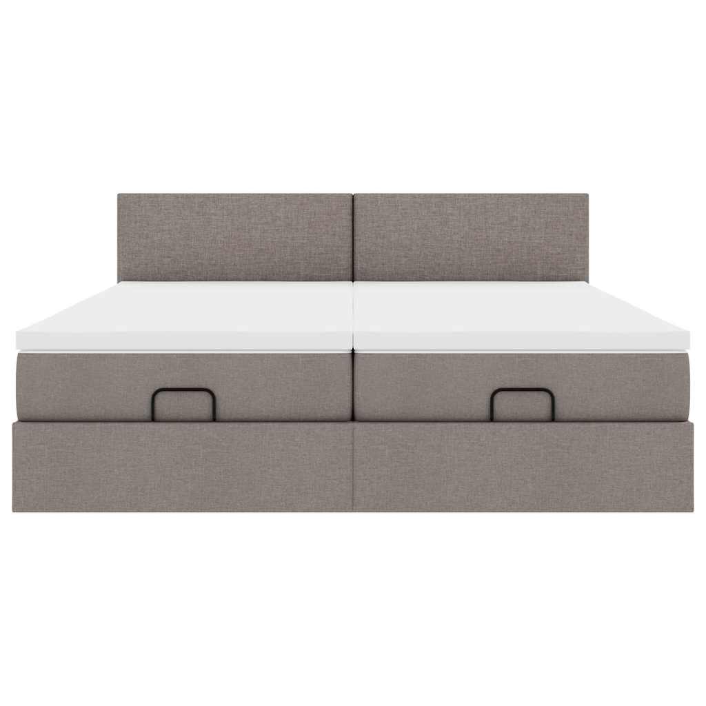 Ottoman bed met matrassen 160x200cm stof taupe – afbeelding 7