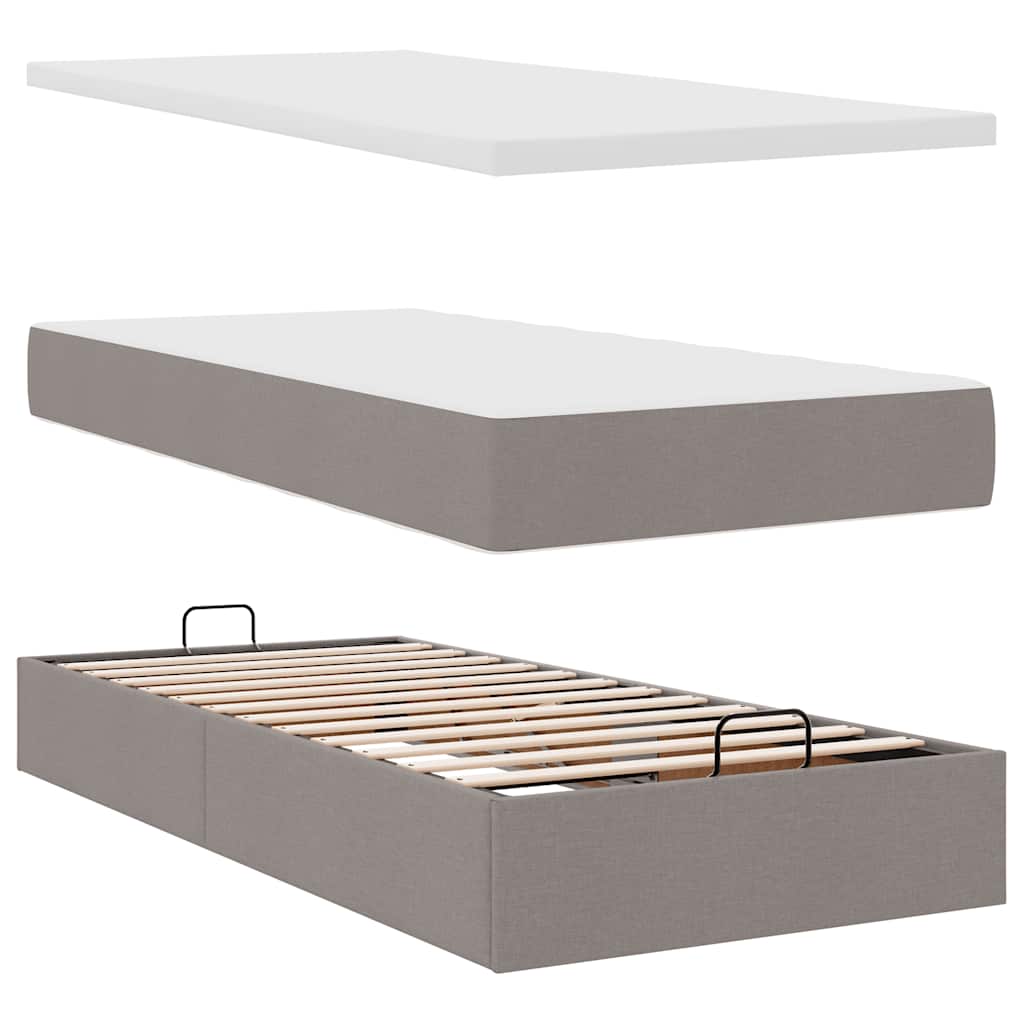 Ottoman bed met matrassen 160x200cm stof taupe – afbeelding 8