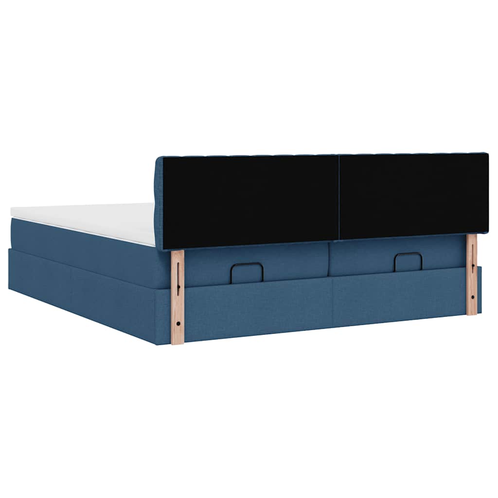 Ottoman bed met matrassen 180x200cm stof blauw – afbeelding 11