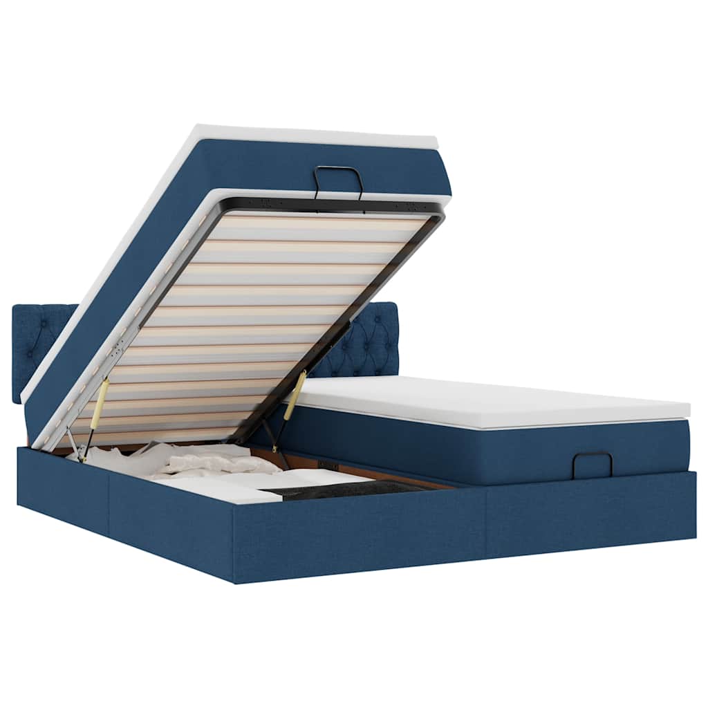 Ottoman bed met matrassen 180x200cm stof blauw – afbeelding 2