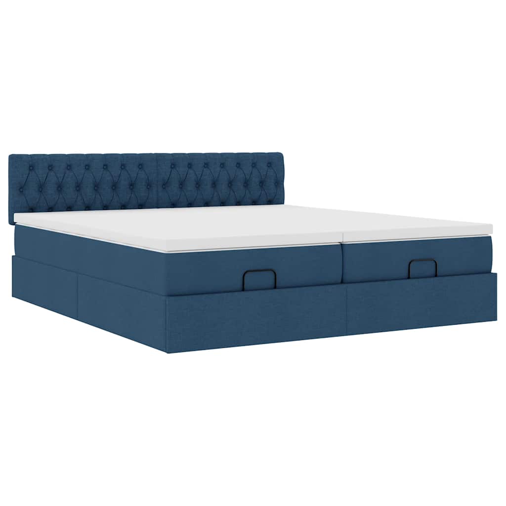 Ottoman bed met matrassen 180x200cm stof blauw – afbeelding 6