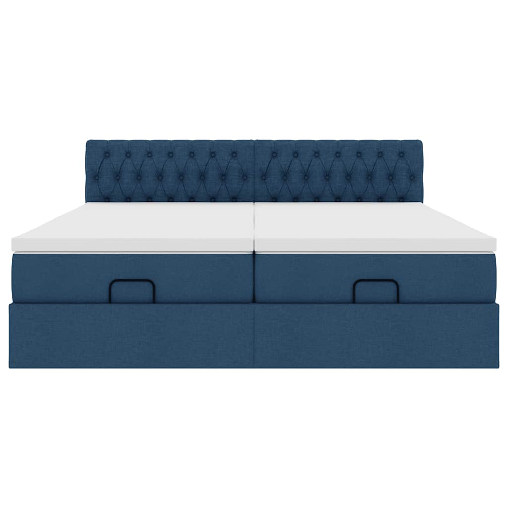 Ottoman bed met matrassen 180x200cm stof blauw – afbeelding 7