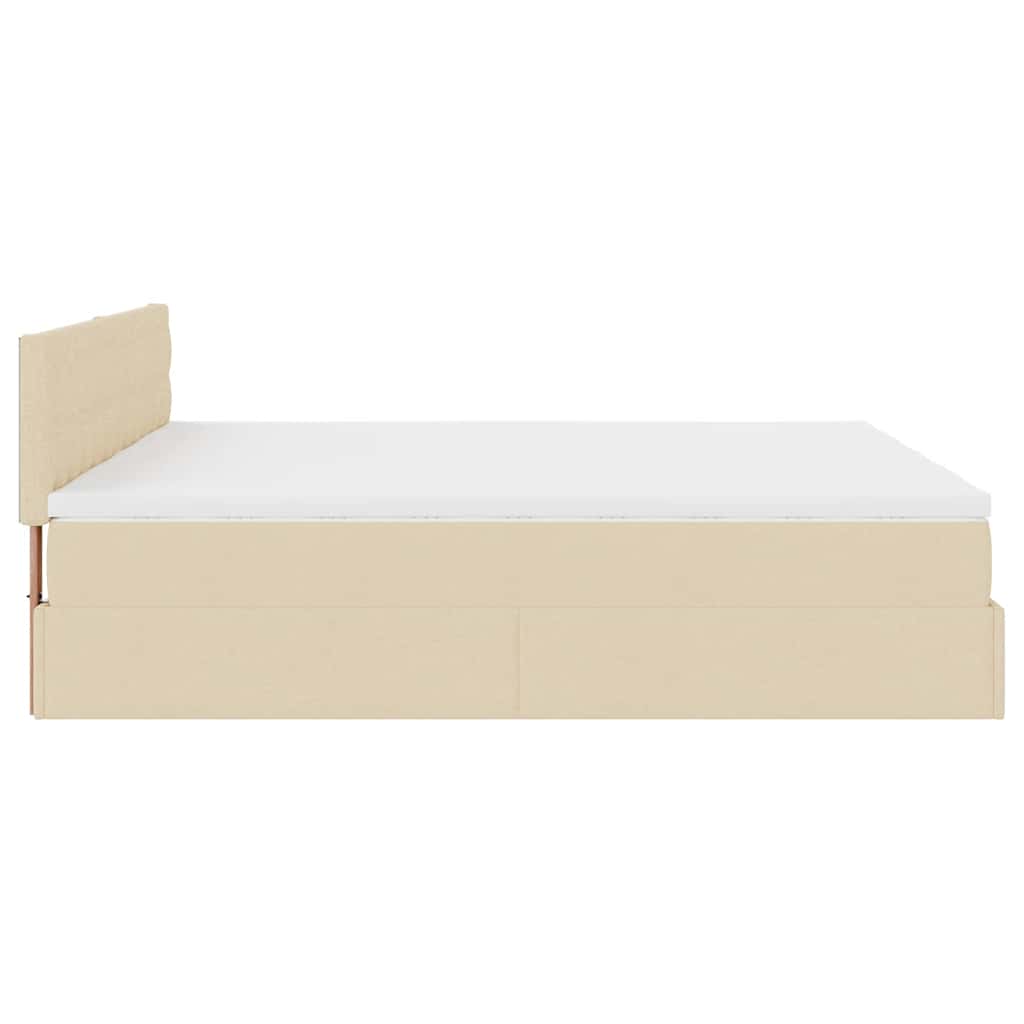 Ottoman bed met matrassen 200x200cm stof crèmekleurig – afbeelding 10