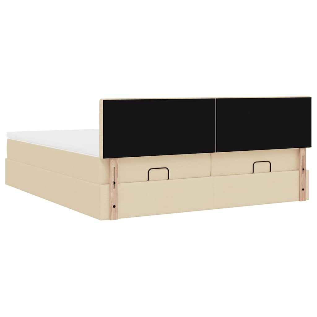 Ottoman bed met matrassen 200x200cm stof crèmekleurig – afbeelding 11