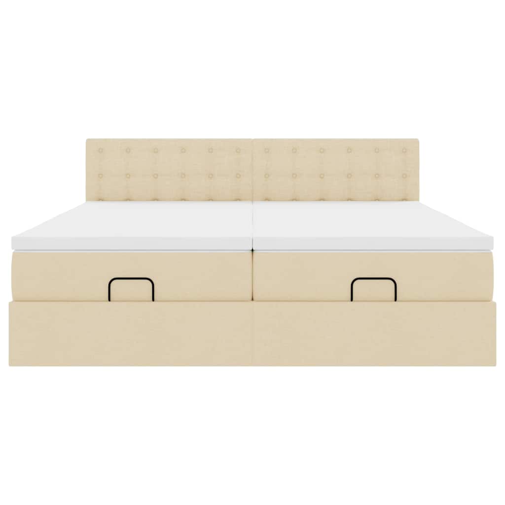 Ottoman bed met matrassen 200x200cm stof crèmekleurig – afbeelding 7