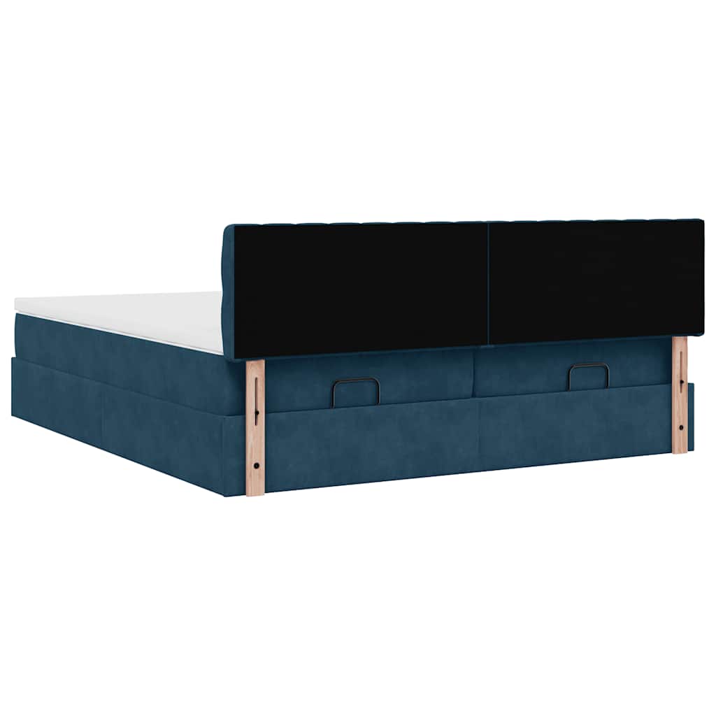 Ottoman bed met matrassen 180x200cm fluweel donkerblauw – afbeelding 11