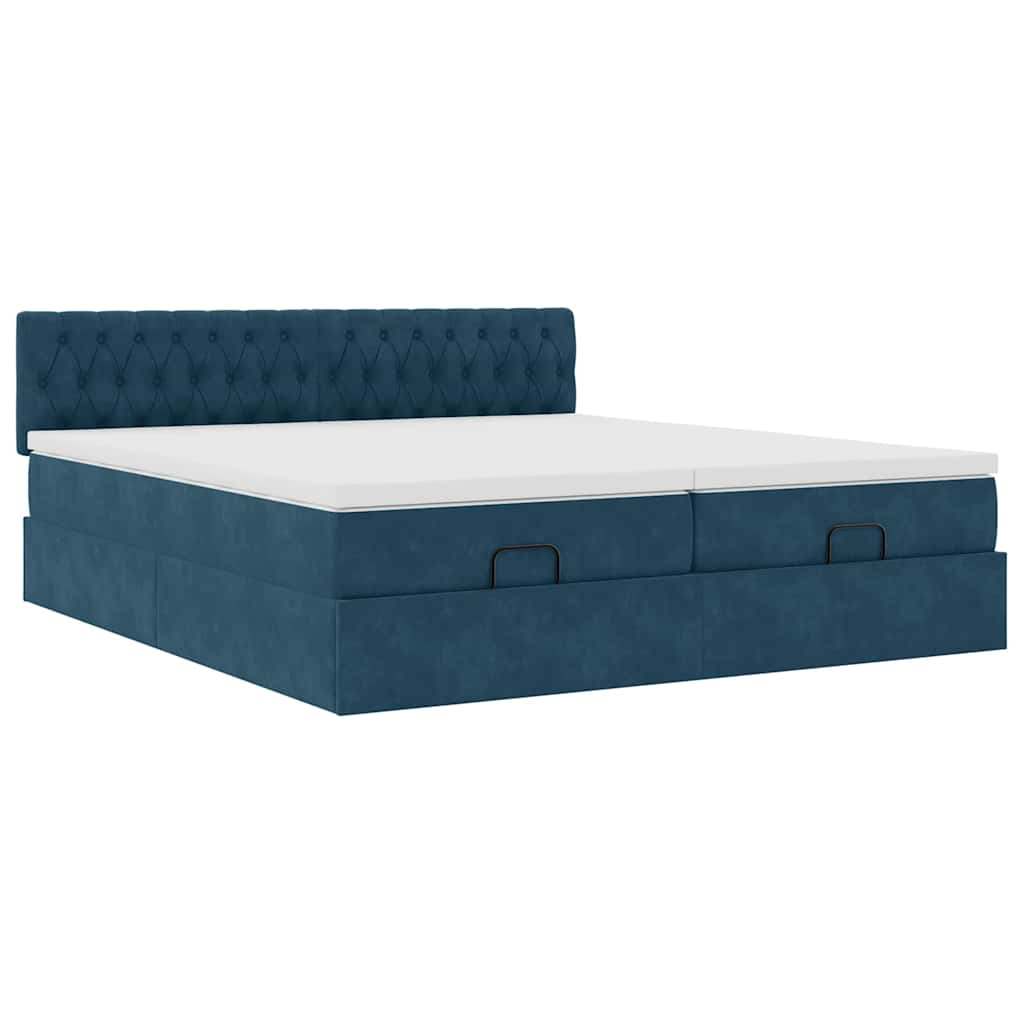 Ottoman bed met matrassen 180x200cm fluweel donkerblauw – afbeelding 6