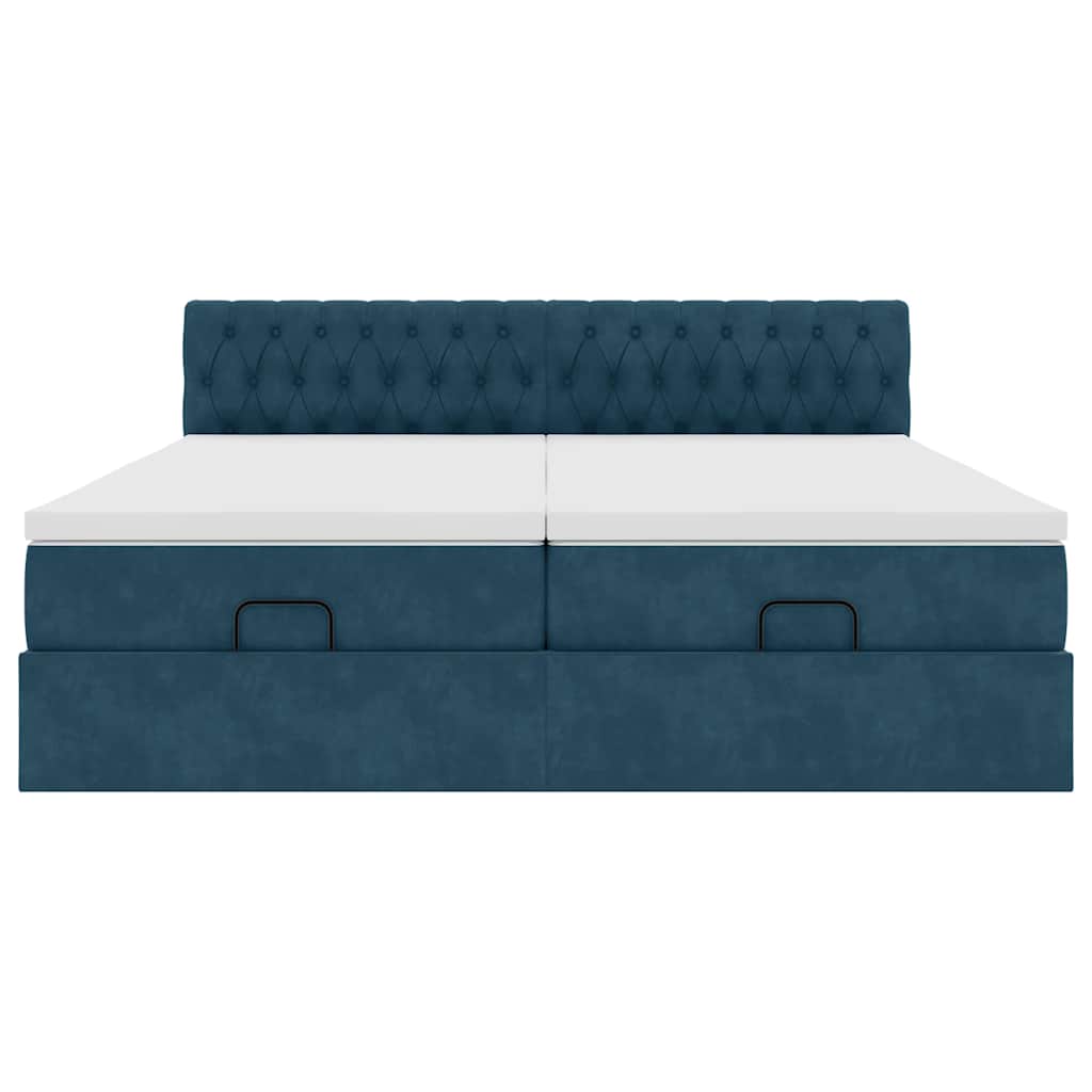 Ottoman bed met matrassen 180x200cm fluweel donkerblauw – afbeelding 7
