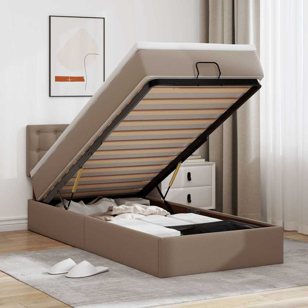 Ottoman bed met matrassen en LED's 100x200cm kunstleer – afbeelding 1