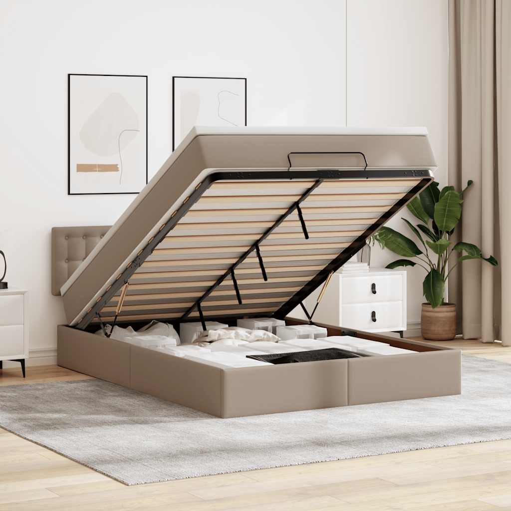 Bed poef met matrassen en LED's 140x190cm kunstleer – afbeelding 1