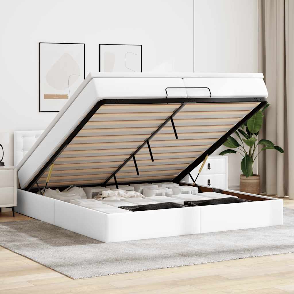 Ottoman bed met matrassen en LED's 200x200cm kunstleer – afbeelding 1