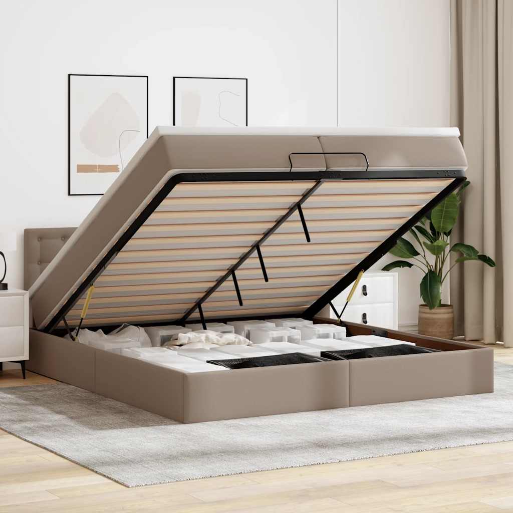 Ottoman bed met matrassen en LED's 200x200cm kunstleer – afbeelding 1