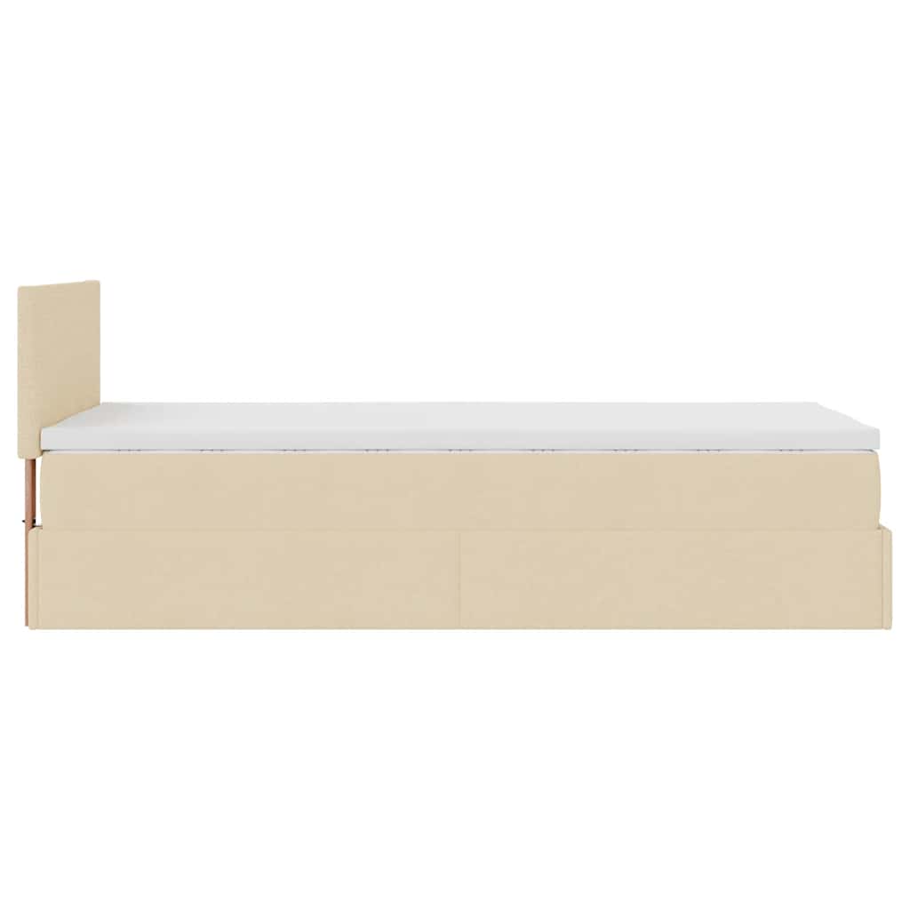Ottoman bed met matras en LED's 80x200cm stof crèmekleurig – afbeelding 11