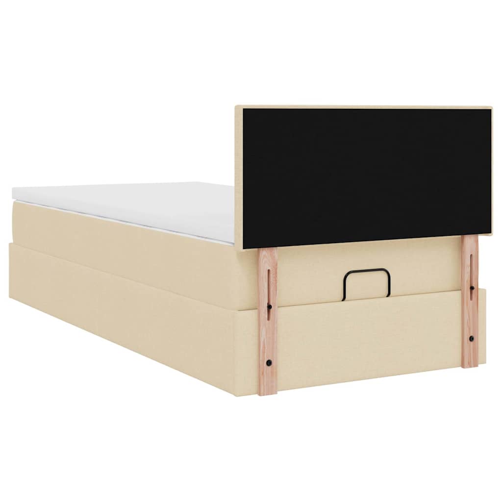 Ottoman bed met matras en LED's 80x200cm stof crèmekleurig – afbeelding 12