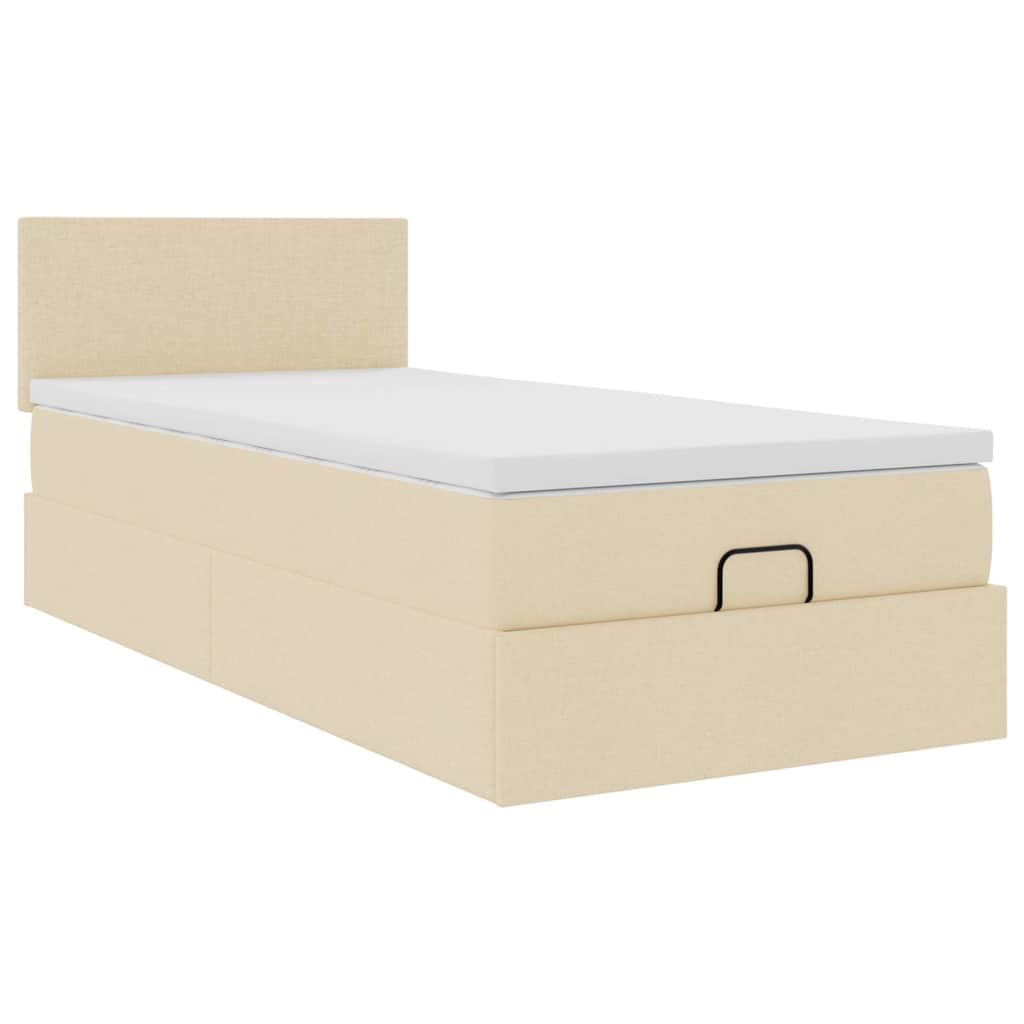 Ottoman bed met matras en LED's 80x200cm stof crèmekleurig – afbeelding 7