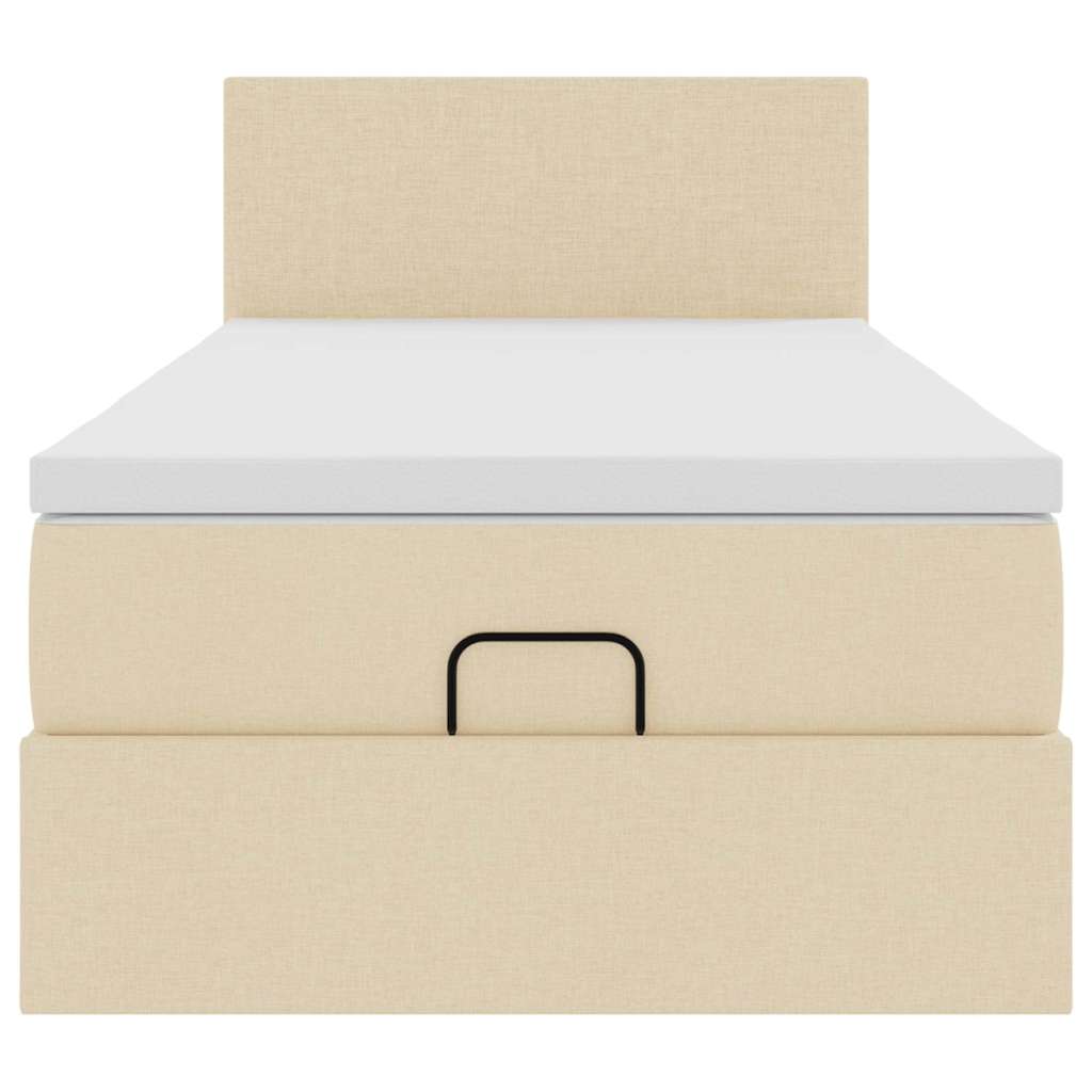 Ottoman bed met matras en LED's 80x200cm stof crèmekleurig – afbeelding 8