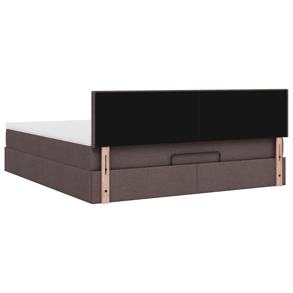 Ottoman bed met matras en LED's 160x200cm stof donkerbruin – afbeelding 12