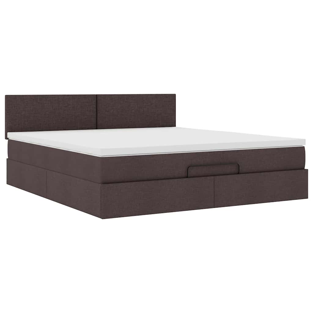 Ottoman bed met matras en LED's 160x200cm stof donkerbruin – afbeelding 7