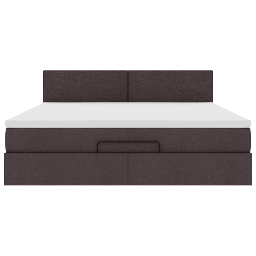 Ottoman bed met matras en LED's 160x200cm stof donkerbruin – afbeelding 8