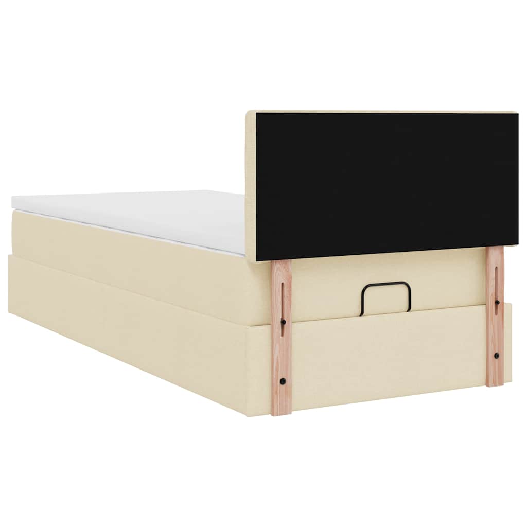 Ottoman bed met matras en LED's 80x200cm stof crèmekleurig – afbeelding 12