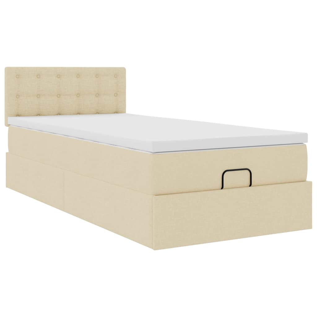 Ottoman bed met matras en LED's 80x200cm stof crèmekleurig – afbeelding 7