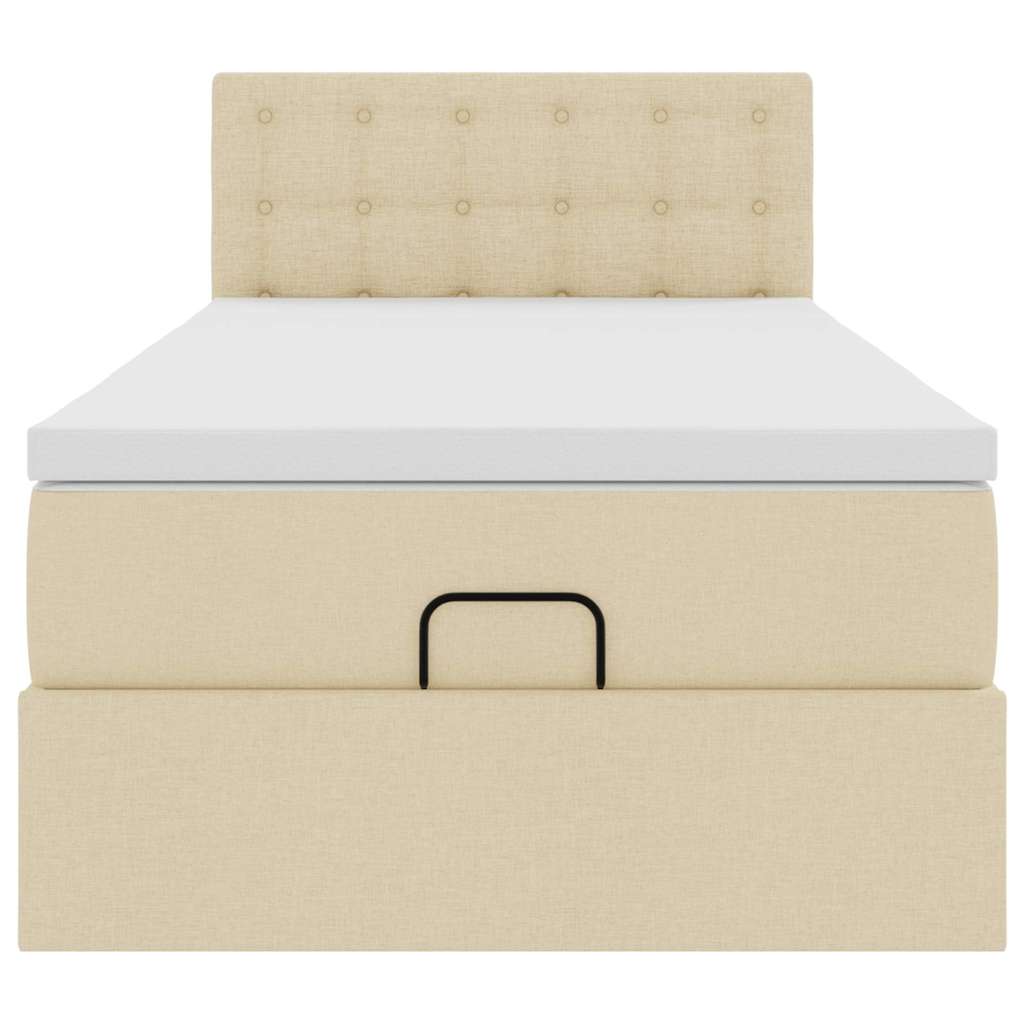 Ottoman bed met matras en LED's 80x200cm stof crèmekleurig – afbeelding 8