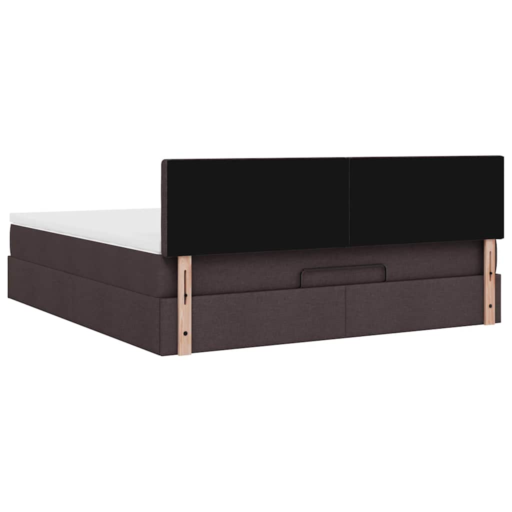 Ottoman bed met matras en LED's 160x200cm stof donkerbruin – afbeelding 12