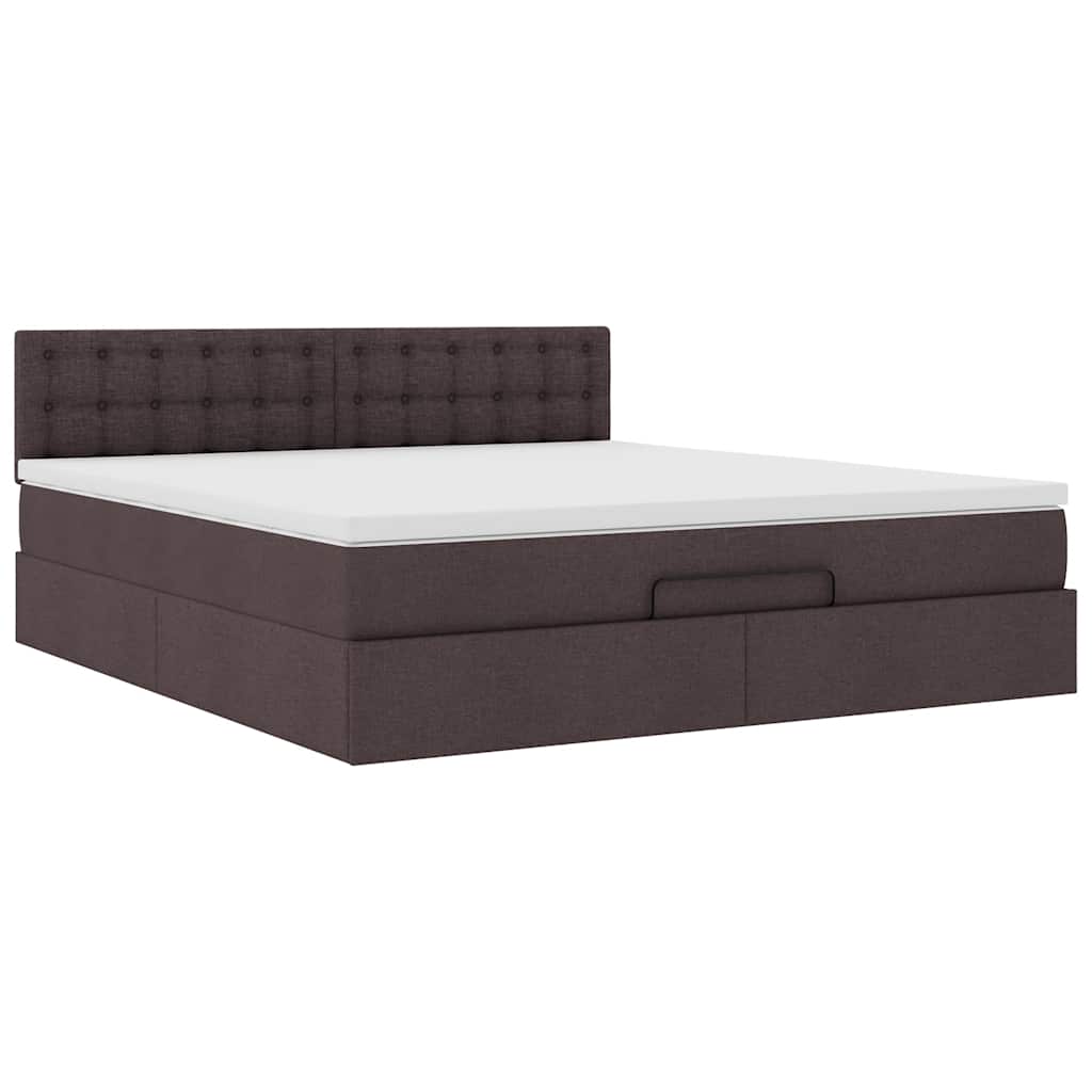 Ottoman bed met matras en LED's 160x200cm stof donkerbruin – afbeelding 7
