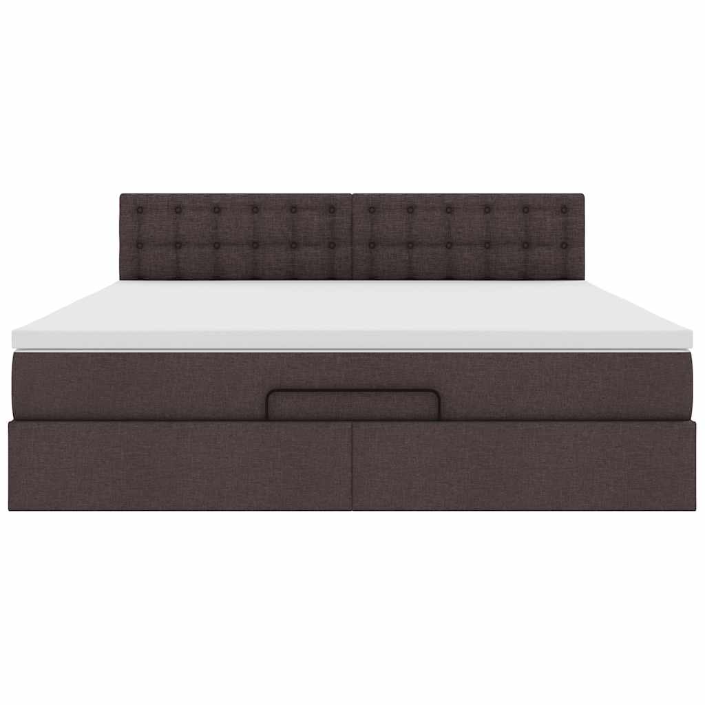 Ottoman bed met matras en LED's 160x200cm stof donkerbruin – afbeelding 8
