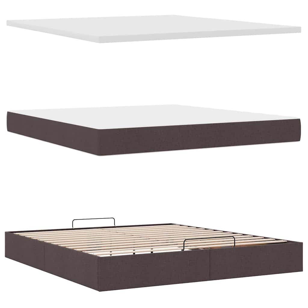 Ottoman bed met matras en LED's 160x200cm stof donkerbruin – afbeelding 9